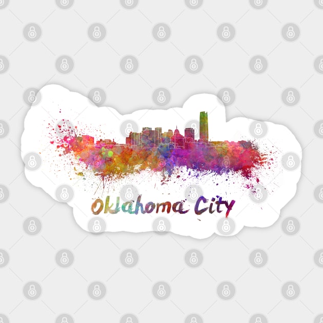 Oklahoma skyline in watercolor Sticker by PaulrommerArt